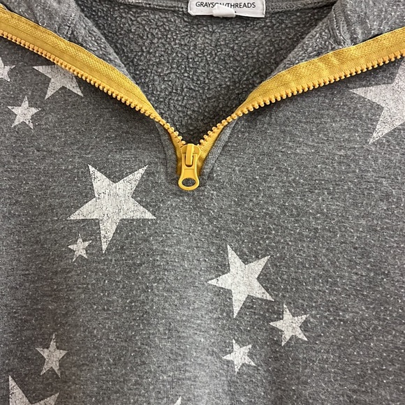 Grayson Threads Gray Long Sleeve Pullover with White Stars and Yellow Zipper - Picture 2 of 3